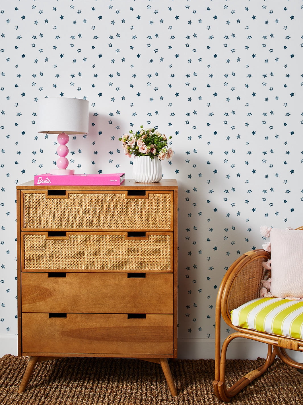 Fantasy Butterfly Stars Removable Vinyl Wallpaper by Barbie - Navy