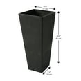thumbnail image 4 of Valencia 10.5"x24"H Square Planter with Water Tray, Black, 4 of 4