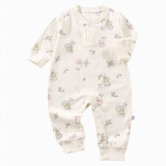 NIEWTR 12-18 Months Unisex Baby Baby Long Sleeved Bodysuits Newborn Clothes Boys And Girls Underwear Pajamas Rompers And Home Clothes One-Piece Romper,A76-Beige