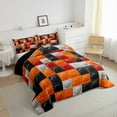 thumbnail image 3 of jejeloiu Toy Brick Games Full Size Comforter Sets,Building Blocks Bedding Comforter Set,Orange Gray Black Bedding Sets For Boys Girls,Luxury Bedroom Decor Reversible,3-Piece, 3 of 8