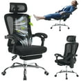 thumbnail image 3 of Ergonomic Office Chair with Footrest, High-Back Mesh Gaming Chair with Synchronized Reclining, 3D Adjustable Armrests & Lumbar Support, Swivel Computer Desk Chair for Home Office, Black, 3 of 7
