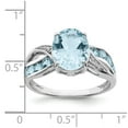 thumbnail image 2 of White Sterling Silver Ring Band Gemstone Diamond Swiss Blue Topaz, 2 of 2