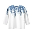 thumbnail image 3 of YOUYEDIAN Girls 3/4 Sleeve Tops Kids Spring Summer Crew Neck Shirts Toddler Casual Lightweight Cute Blouses Clothes (Light Blue, 8-9 Years), 3 of 4