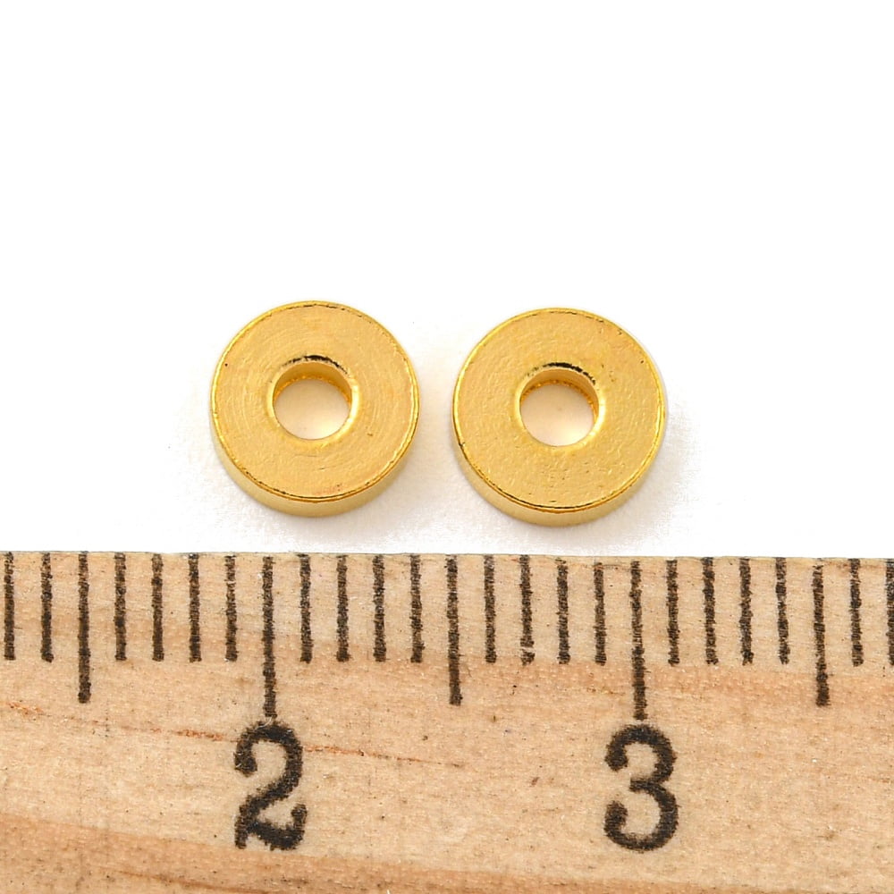 1000 pc Brass Spacer Beads Rondelle Golden 6x2mm Hole: 2mm