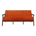 thumbnail image 2 of Rica 73 Inch Sofa- Soft Orange Velvet- Walnut Brown Solid Rubberwood, 2 of 8