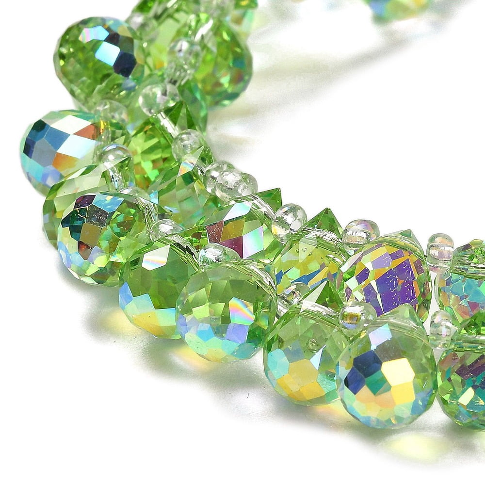Electroplate Glass Beads Strands Teardrop Pale Green 10~11x8mm Hole: 1mm about 93pcs/strand 62cm