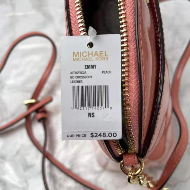 Michael Kors Emmy 35T8GY3C2A Medium Leather Crossbody Bag In Peach