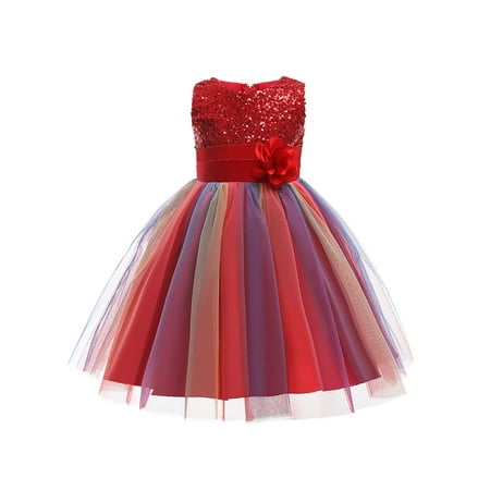 

Ma&Baby Kids Girls Princess Dress Little Girls Flower Sequins Formal Party Wedding Evening Dress 3-10 Years