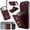 Burgundy (Long Shoulder Strap + Short Wrist Strap), variant on Kryonix for iPhone 17 Pro Max Wallet Case, Crossbody Purse with Wrist Strap Lanyard Handbag, RFID Blocking Card Holders, 360 ° Rotation Ring Kickstand, Pink/Beige/Black
