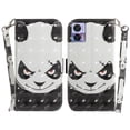 thumbnail image 2 of Case for Motorola EDGE 30 LITE Cover Magnetic 3D Pattern Wallet Flip Case With Strap - Panda, 2 of 5