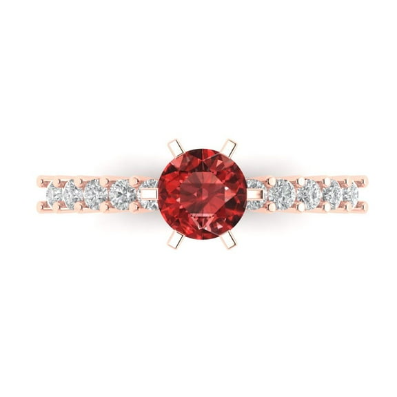 Clara Pucci 14K Rose Gold 1.05ct Garnet Solitaire with Accents Ring