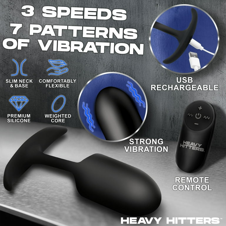 Heavy Hitters Vibrating Weighted Rechargeable Silicone Anal Plug with  Remote Control, Large, Black - Walmart.com