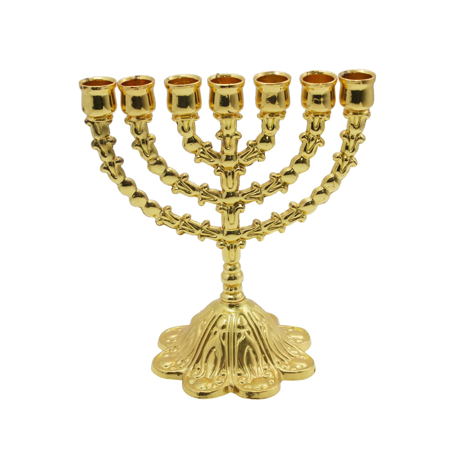 Hanukkah Menorah Jewish Candle Holder 7 Branches Candlestick Tealight