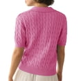 thumbnail image 3 of Short Sleeve Lapel V-Neck Women Casual Knit Pullover Jumper, 3 of 3
