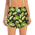 thumbnail image 4 of Lsque Fresh Avocado Printed Women's Running Shorts with Liner Pockets,Elastic Quick Dry Workout Athletic Gym Yoga Shorts,Womens High Waist Shorts-Large, 4 of 9