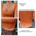 thumbnail image 3 of Été Côtelé Réservoir Court Sans Manches Pure Couleur Élégantes à la Mode Femmes Slim Fit Réservoir pour Sortir Ensemble Noir S, 3 of 5