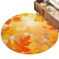 thumbnail image 2 of Round Rugs 5Ft, Orange Yellow Fall Round Area Rug Washable Indoor Throw Carpet, Thanksgiving Maple Leaves Soft Non Slip Circle Rug for Cabinet Bathroom Home Decor Aesthetic, 2 of 8