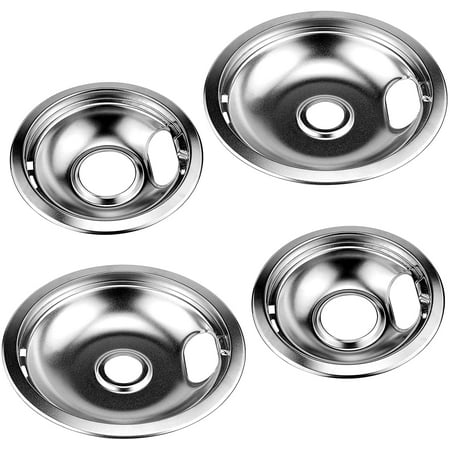 Beaquicy Chrome Drip Pans Set for Range W10196405 W10196406, 8-Inch & 6-Inch Replacement