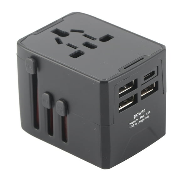 Travel Plug Adapter Converter, 110-250V Universal Travel Adapter Non Deform for Trip for Mobile Phones 3USB and TYPE C Black