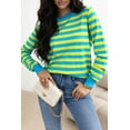 thumbnail image 1 of FOLUNSI Chic Viscose Knit Sweater | Green Stripes & Drop Shoulder, 1 of 8