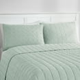 thumbnail image 2 of Mainstays Solid Textured Box Crinkle Quilted Pillow Sham, Light Green, Standard/Queen, Soft Wash, 2 Pack, All Ages, 2 of 6