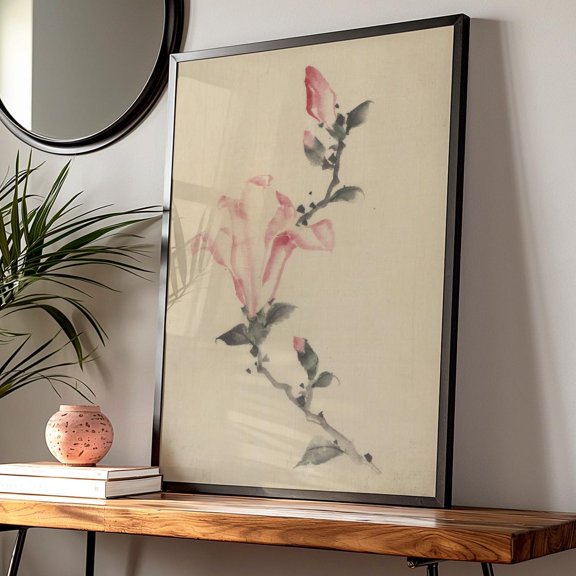 Japanese Woodblock Art Pink Blossom By Katsushika Hokusai Japanese Woodblock Art Japandi Decor Botanical Print Wall Art, Modern Wall Decor, 24x36 UNFRAMED