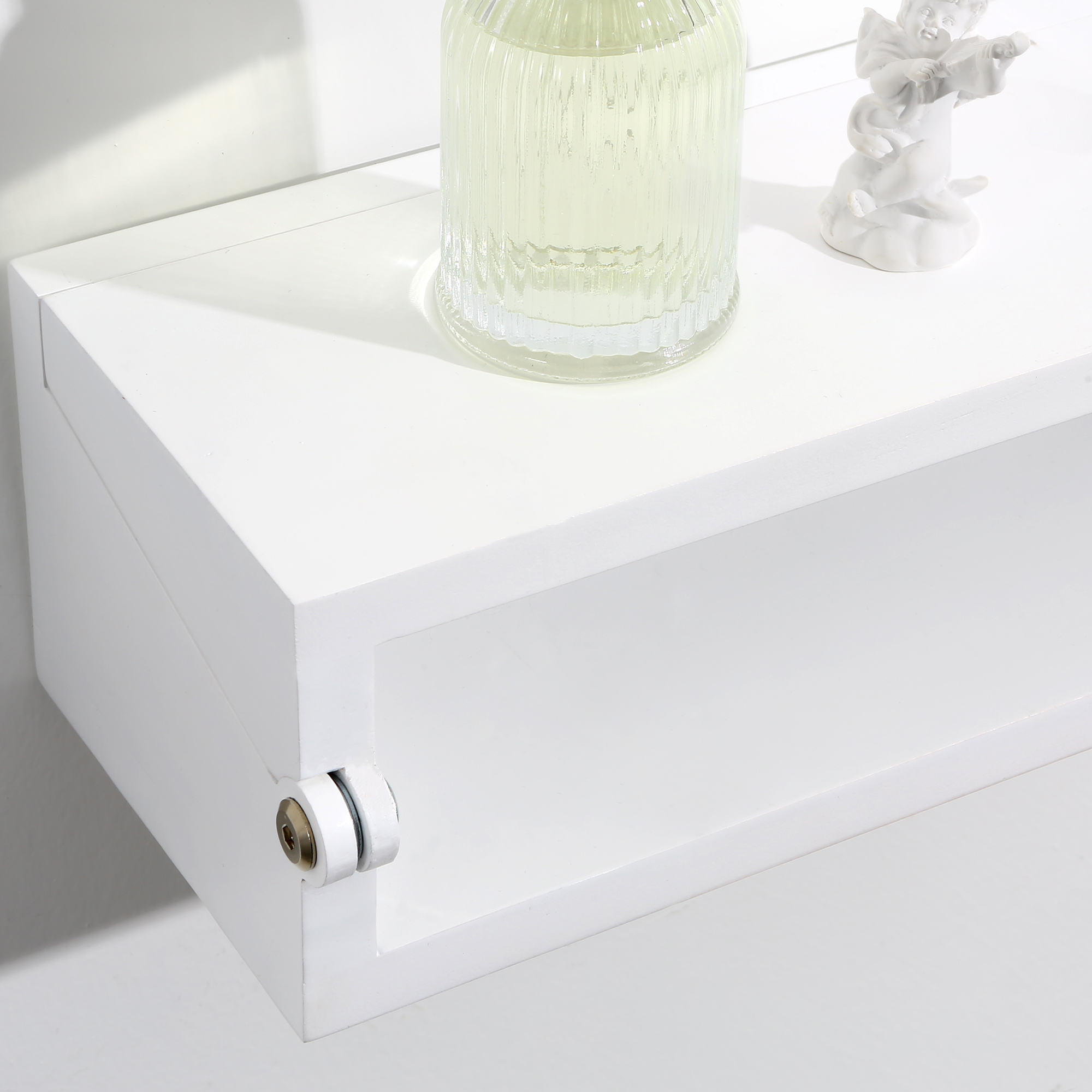 SUMGAR Floating Nightstand White Modern Bedside Table Organiser Fully Assembled Shelf Small Spaces Wall Mounted Storage Wood Furniture for Bedroom Home Decor 13 Inch Wide