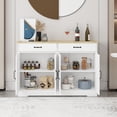 thumbnail image 5 of 47.95" Farmhouse Buffet Cabinet Storage Sideboard with 2 Drawers and 4 Doors for Dining Living Room Kitchen Cupboard-White, 5 of 8