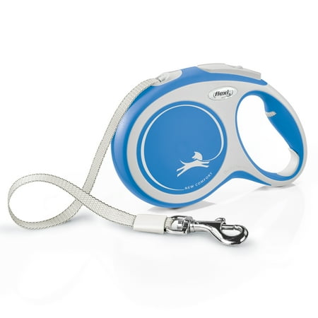 Flexi New Comfort Large Tape Retractable Dog Leash, 26 ft, Blue (For Dogs up to 110 lbs)