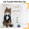 thumbnail image 3 of Cat Tuxedo Outfit, Sphynx Cat Costume Formal Suit with Bow Tie, Stylish Cat Shirt Fashion Apparel Fancy Clothes, Kitten Formal Attire Wedding Onesie Costume for Cats Only, 3 of 7