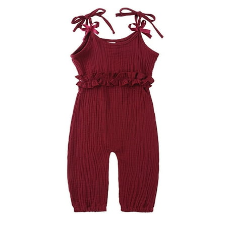 

Sngxgn Girl s Summer Short Solid Romper Flutter Sleeve Ruffle Layered Back Zipper Elastic Waisted Shorts Jumpsuitbaby rompers girls 18-24 Months