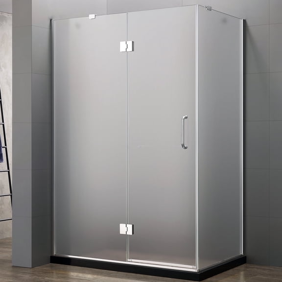 Dreamwerks 35 in. D x 47 in. W x 79 in. H Frameless 3-Piece Hinged Shower Enclosure with Frosted Glass