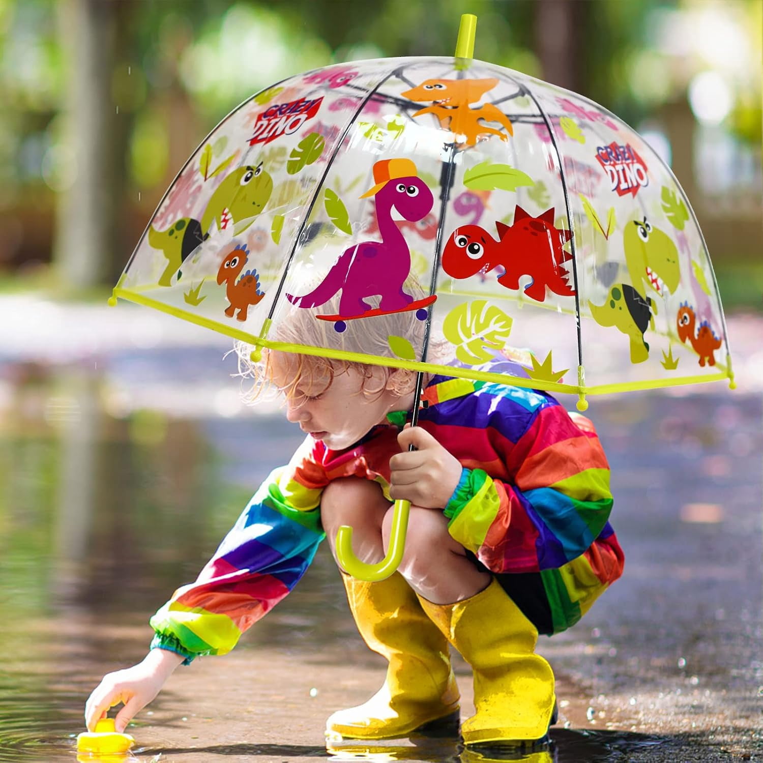 MGH 2 PCS Kids Clear Umbrellas for Rain Dome Bubble Umbrella Windproof for Toddler Boys Girls