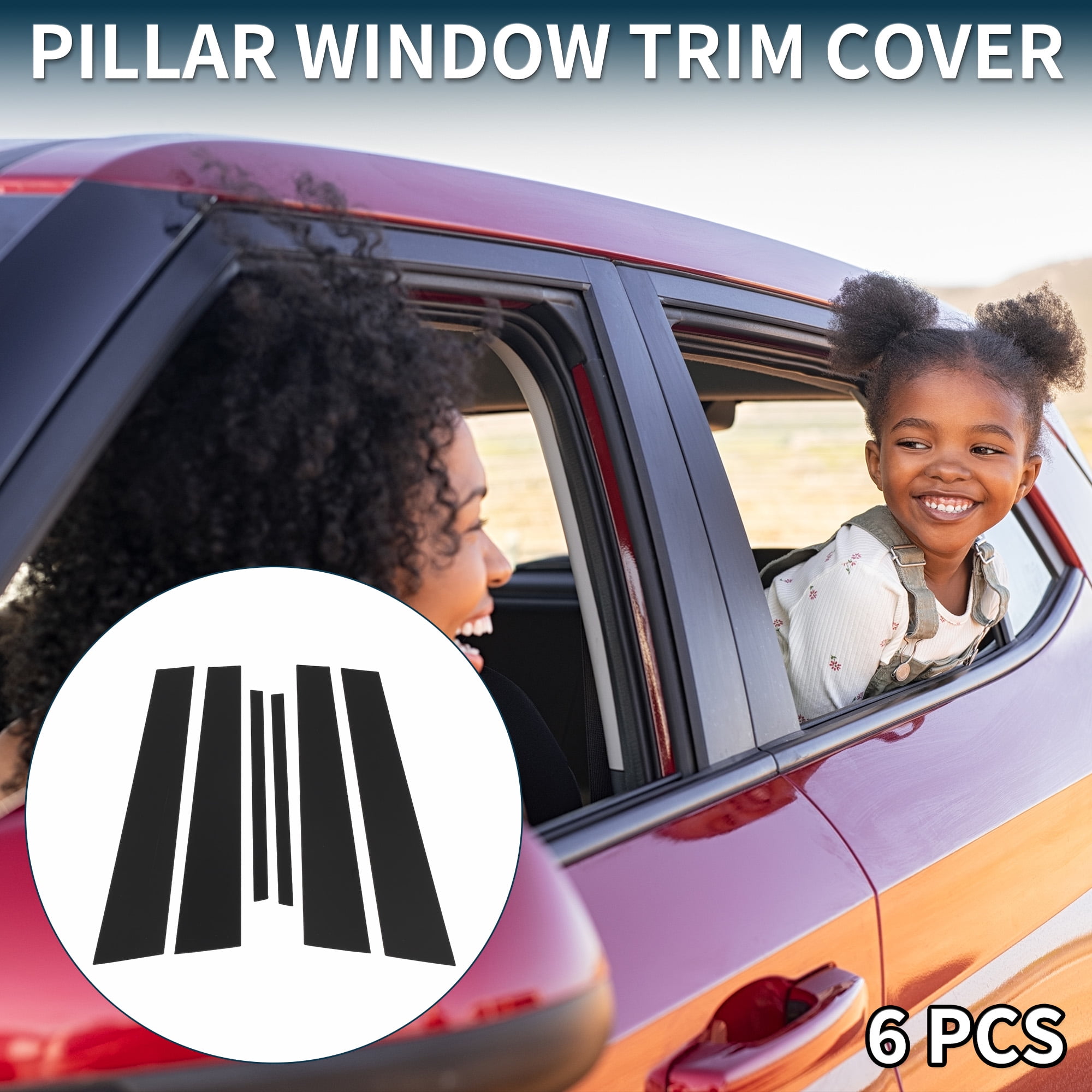 Unique Bargains 6Pcs Door Pillar Window Trim For Honda Accord 2008-2012 Black