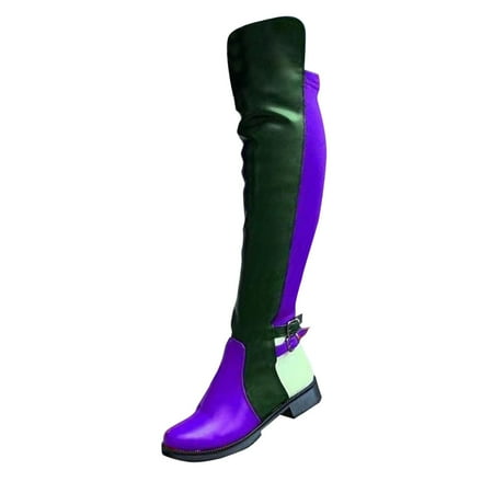 

ZHAGHMIN Boots For Women Color Blocking Fashion Women Boots Knee Boots Fashion Boot For Women Low Heel Fashionable Knee High Boots For Women With Heel Peep Toe Long Boots For Women Knee High Women K