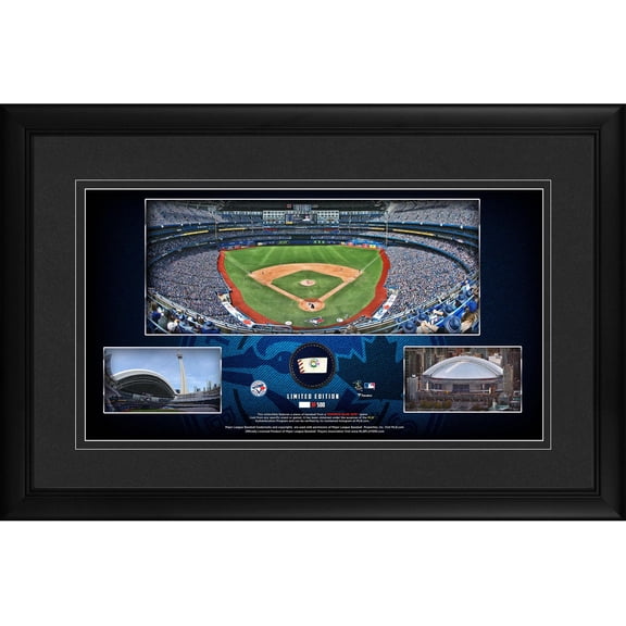 Toronto Blue Jays Framed 10" x 18" Stadium Panoramic Collage with a Piece of Game-Used Baseball - Limited Edition of 500 - Fanatics Authentic Certified