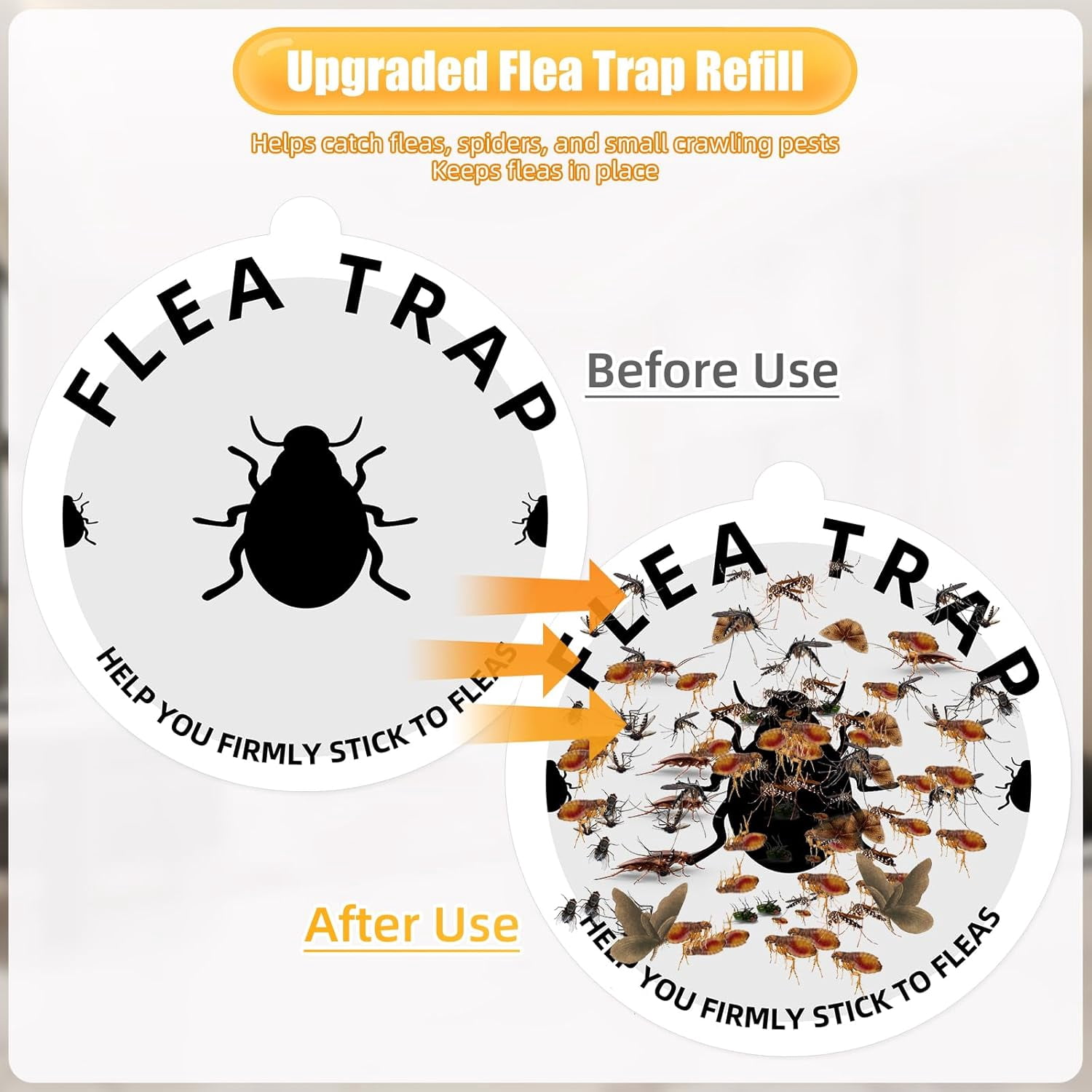 Jinyi 4 Packs Flea Traps for Inside Your Home, Flea Trap Carpet Insect Killer Pest Control Trapper with 16 Sticky Pads