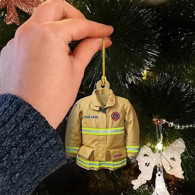 Xihbxyly Colgante de Equipo de Bombero, Adorno Navideño Diy, Adorno Navideño Multiusos, Colgante para Espejo Retrovisor de Mochila, Regalo para Fiestas de Invierno, Tamaño 9 X 9 Cm, Artesanía Durader