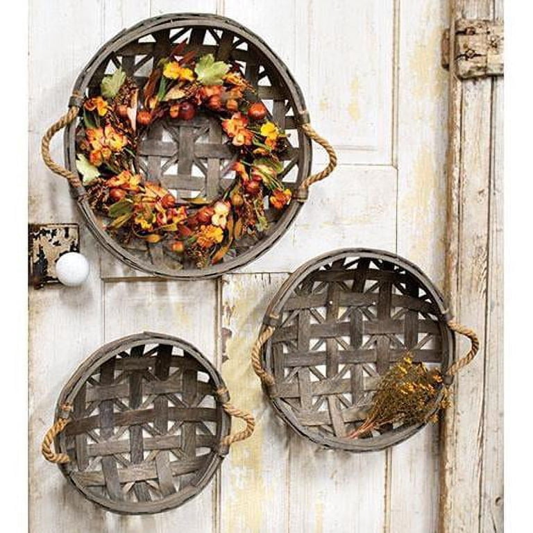 3/Set Natural Round Tobacco Baskets w/Jute Handles