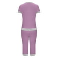 thumbnail image 5 of Cute Vacation Outfits for Women Short Sleeve Round-Neck Blouses Shirts Sets Casual Loose Solid Round Neck Short Sleeve Capris Home Set Pajamas and Pajamas 2 Piece Summer Outfits Purple xl, 5 of 9