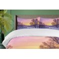 thumbnail image 4 of Ambesonne Winter Duvet Cover Sets, Landscape with Sunset, 2-King, Pink White, 4 of 7