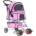 thumbnail image 3 of FDW Poussette pour Animaux Cage Poussette pour Chat et Chien Voyage Porte-Bébé Pliant, Rose, 3 of 7