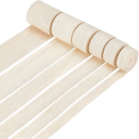 6 Sizes Cotton Twill Tape Ribbon 5/8~2-1/8 Inch Wide Herringbone Webbing Tape Roll Natural Twill Tape Ribbon for DIY Crafts Sewing Knit (Beige 13.1 Yards) Cornsilk