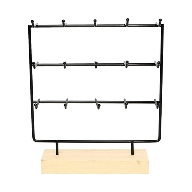 Expositor de joyas y collares, organizador de tocador, 25 x 6 x 26 cm Negro