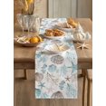 thumbnail image 2 of Summer Watercolor Shell Coral Table Runner 13x72in Non-Slip Cotton Linen Table Runners, Ocean Life Starfish on Beige Dresser Scarves TableRunner for Dinner Kitchen Dining Wedding Party, 2 of 9