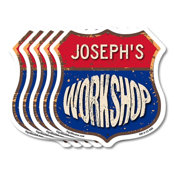 Joseph's Workshop (5 Pack) 12 inch X 12 inch Shield-Shaped Rust-Free Aluminum Metal Signs Weather Resistant, UV Protected To last, Gift for Dads and Uncles Classic Americana Crafted in