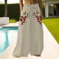 thumbnail image 2 of YUANGUANST Wide Leg Pants Woman Holiday Style Retro Linen Floral Ethnic Print Casual Pants For Women – Comfortable Relaxed Fit Perfect For Summer Beach And Vacation Wear Office Slacks, 2 of 4