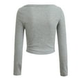 thumbnail image 7 of Baberdicy Women's T-Shirts Women's Long Sleeve Crop Top Ribbed Slim Fitted Casual Tight Fitting T Shirt Tops Womens Tops Grey, 7 of 7