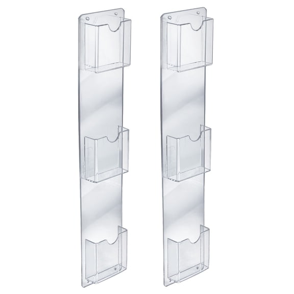 Three-Pocket Vertical Wall Mount Brochure Holder. Inside Dimension: 4.125"W, 2-Pack