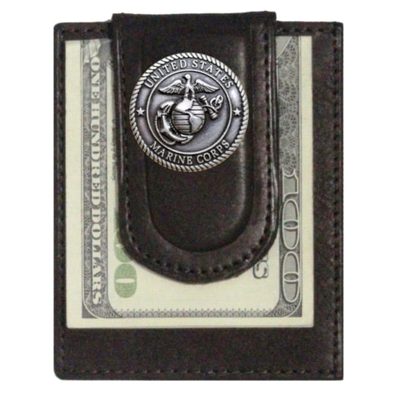 Custom U S Marines Paul and Taylor Money Clip Wallet Brown
